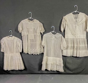 4 Fancy Victorian White Children's Dresses