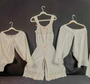 Victorian Ladies Lace Onesie Bloomer, 2 Other Bloomers c. 1870's