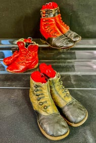 3 Fancy Victorian Pairs Children's Leather High Button Shoes