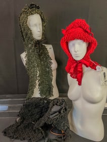 4 Victorian Hand Crocheted Winter bonnets