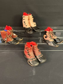 4 Pairs of Victorian Children's High Button and Lace Up Shoes