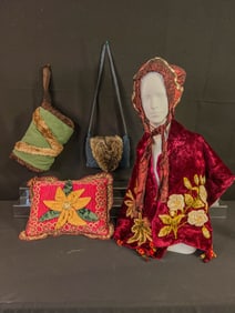 Group of antique Hand Made Victorian garments and Objects