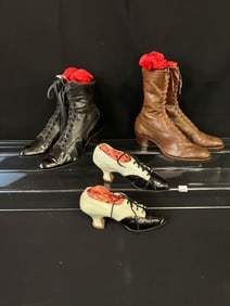 3 Pair of Ladies Victorian Leather boots and Edwardian Shoes