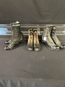 3 Pairs of Victorian Women's High Lace up Shoes