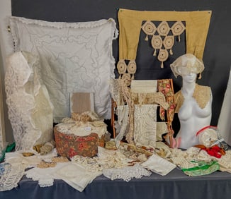 Large Group of Victorian Hand Made Lace, Trimmings, More!