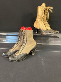 2 Pairs of Victorian High Lace up Shoes