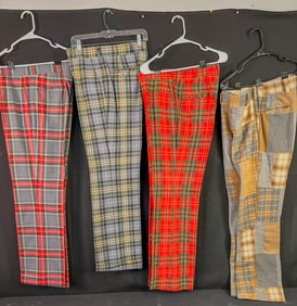Vintage Group of Men's Wool Plaid Pants c1970's