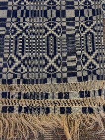 Hand Woven Jaquard Coverlet c1800's