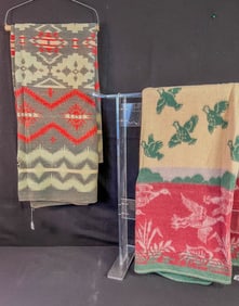 2 Vintage Pattened Wool Blankets c1940/50's
