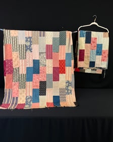 2 Turn Of the Century Folk Art Patchwork Quilt Toppers