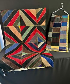 2 Folk Art Handmade Wool Quilts