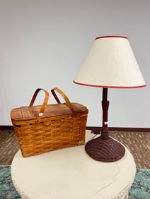 Wicker Lamp And Picknick Basket c.1940/50's