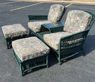 Venture Furniture Resin Wicker Side By Side Connected Lounges with Matching Ottomans