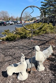 Cement Garden Statues, Copper Sprinkler