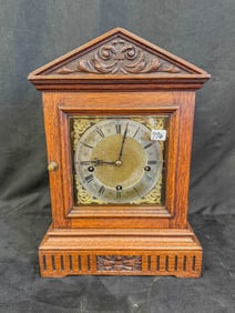 Carved Oak Mantel Clock, c. 1900