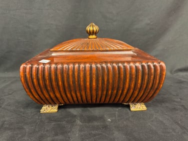 Maitland-Smith Covered Mahogany Box with Bronze Feet