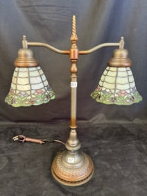 Double Arm Leaded Glass Table Lamp