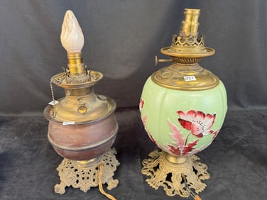 2 Electrified Oil Lamp Bases