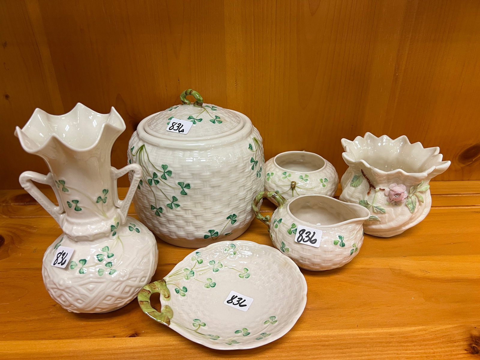 6 Pieces of Green Mark Belleek (1 of 3)