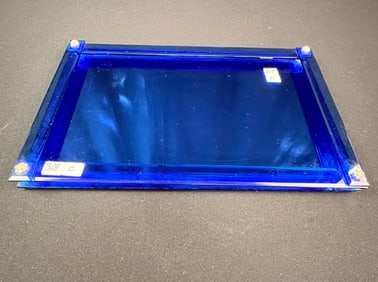 Art Deco Blue Glass Dresser Tray