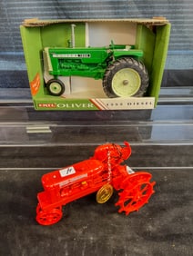 Ertl Oliver 1555 Deisel Tractor and Ertl Allis Chalmers Steel Wheel 1/16th Scale