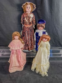 4 Armand Marseille German Bisque Head Dolls