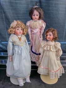 3 Ernst Heubach German Bisque head Dolls c. 1900-1920's