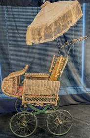 Victorian Fancy Wicker Doll Buggy c.1880's