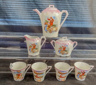 Victorian Rare German Santa Doll Tea Set