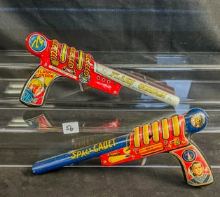 2 Marx Tin Litho Rayguns, Space Cadet, Flash Gordon C.1950's