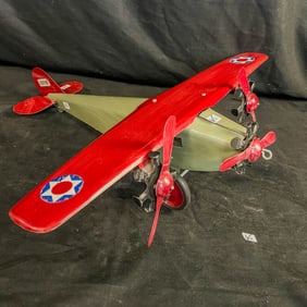 Steelcraft Tin Litho Army Scout Airplane c.1930's, Restored