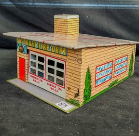 Wynodotte Toytown TIn Litho Firehouse C.1950's