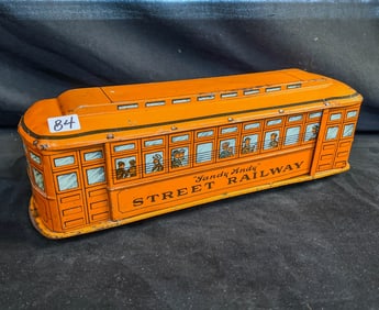 Wolverine "Sandy Andy " Street Railway Tin Litho Pull Toy C.1927