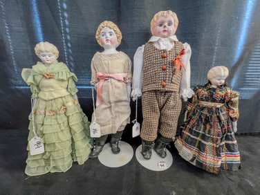 4 Victorian Bisqu and China head Dolls