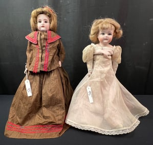 2 Victorian Bisque Shoulder head Dolls