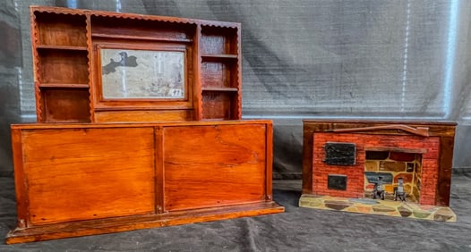 Folk Art Doll Bar and Fireplace Mantle