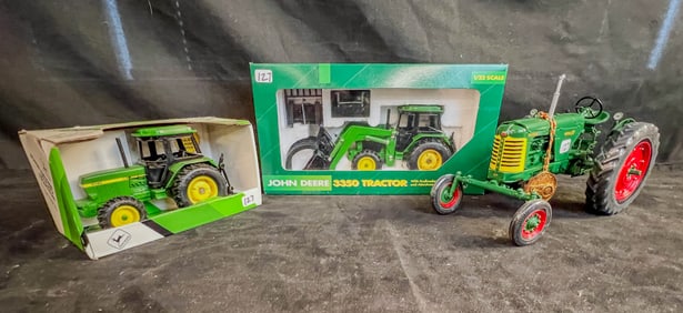 3 Ertle Die Cast Toy Tractors, John Deere 3350 Tractor, Utility Tractor, Oliver Supoer 77 Precision