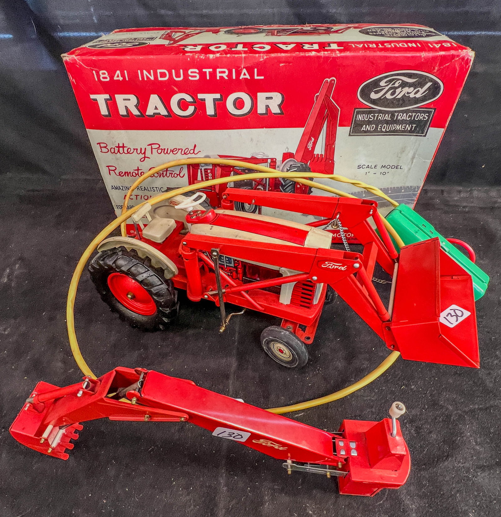 Cragstan Corp. Ford remote Control 1/10 Scale die cast tractor c.1960's: Cragstan Corp. Ford 1841 remote Control 1/10 Scale die cast tractor c.1960's. In Original box, Very gently played with, good condition