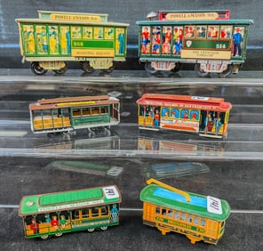 Mixed Goup of Tin Litho Streetcars c.1960's, More!