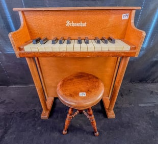 Schoenhut Piano and Antique Piano Stool