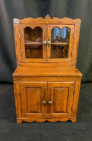Antique Folk Art Doll Step Back Cupboard