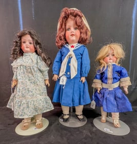 3 Victorian Bisque Head Dolls, Armand Marseille, More!