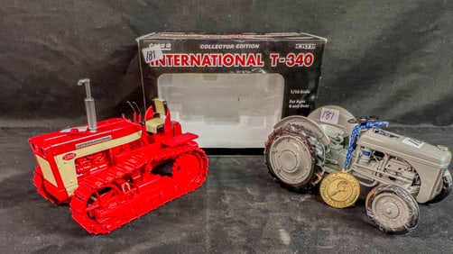 2 ERTL 1/16 Scale Die Cast Tractors, International T-340 NIB, and a Precision Series Ford 9N Tractor