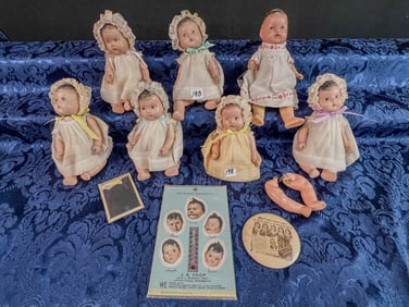 1930's Group of 7 Dionne Quintuplets Dolls, More!