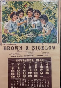 Brown and Bigelow Dionne Quintuplettes Oversized Advertising Calander c.1945