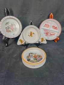 Group of 4 Baby Plates, Teddy Bears, Bo Peep, Chidren Playing c. early 1900's