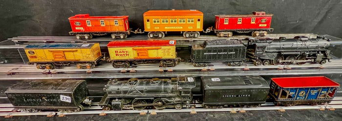 Vintage Pre/Post War Tin Litho Lionel & Marx O Scale Engines and Train Cars