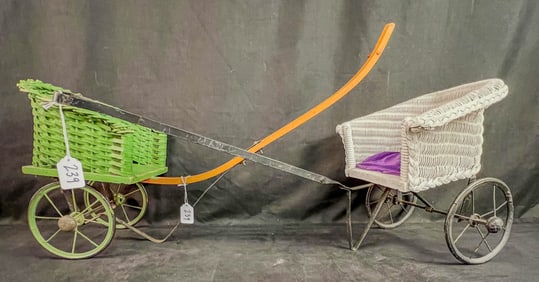2 Wicker Doll Carraiges c.1890-1900 /Whitney
