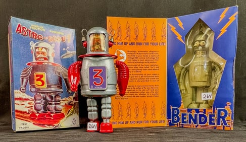 2 Key Wind Robots, Tim Tom Astro-Scout, Bender from Futurama