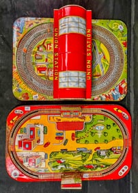 2 Louis Marx Tin Litho Train Channel Tracks c.1940/50's